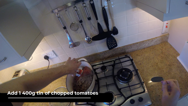 add 400g tin of chopped tomatoes